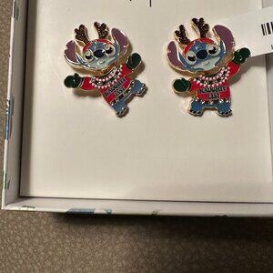 Disney BAUBLEBAR Stitch Naughty List Reindeer Jewelry Holiday Earrings NIB